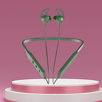 GUGGU BT Max Bluetooth Neckband Lightweight, Wireless Noise Cancellation with Mic O394 Bluetooth(Green, In the Ear)