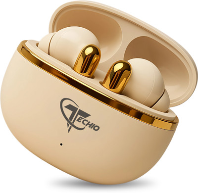 TECHIO Nirvana Ion Earbuds with Turbo Charge, Clear Calls & 10mm Dynamic Drivers Bluetooth(Brown, True Wireless)