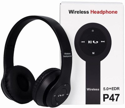 Pson's P47 wireless headphones Bluetooth & Wired(Black, On the Ear)