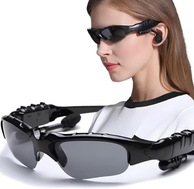 GUGGU 39T_Sunglass Bluetooth Sunglasses: Polarized Headset & Stereo Sound Bluetooth(Black, On the Ear)