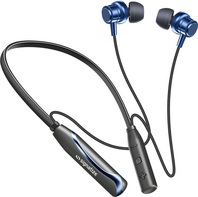 SIGNATIZE Neckband Bluetooth Headphones with 55 Hours Playtime with 10mm Drivers, BT 5.3v Bluetooth & Wired(Blue, In the Ear)