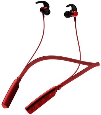ZWOLLEX Behind The Neck Wireless Bluetooth Neckband Headset with V5.1 Flexible with Mic Bluetooth Headset(Red, In the Ear)
