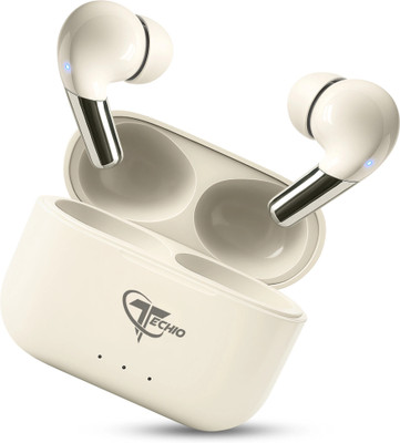 Techio GameWave Buds with Instant Pairing, 13mm Bass Drivers & HD Mic Bluetooth(White, True Wireless)