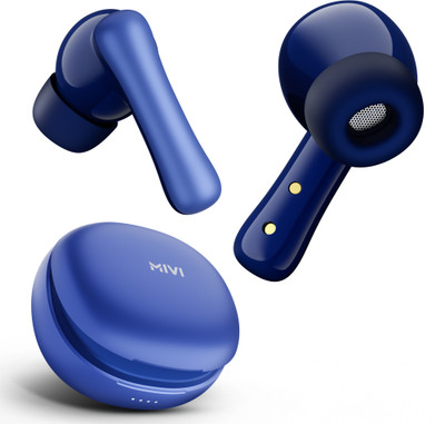 Mivi Duopods I2, 45Hrs Playtime, HD Call, Fast Charging, IPX4, Low Latency, 5.3v Bluetooth(Blue, True Wireless)