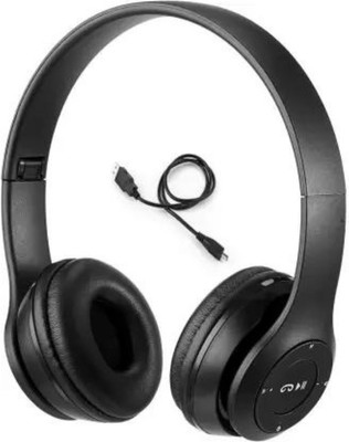 icall Foldable Wireless & Sports Headphone with Mic and volume button Bluetooth & Wired(Black, True Wireless)