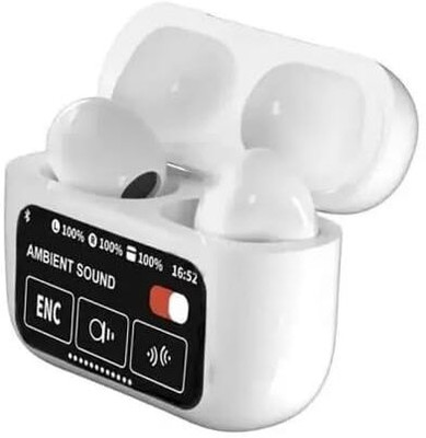 RECTITUDE Clear Sound New Wireless Earbuds with LED Smart Touch Screen Display Bluetooth(White, In the Ear)
