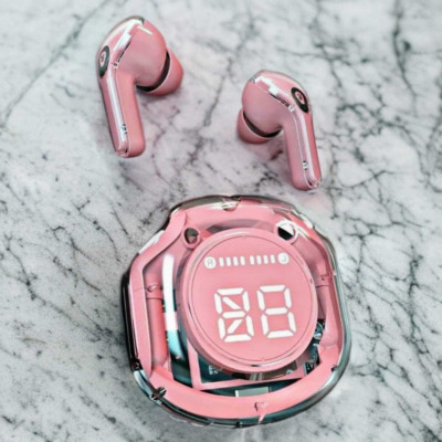Rosario Ultrapods Pro Bluetooth Wireless,Transparent Charging Case, Bluetooth(Pink, True Wireless)