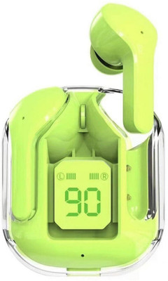 NICK JONES Transparent Design TWS Earbuds Earphones with LED Display & Mic Bluetooth(Green, In the Ear)