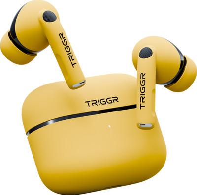 TRIGGR Ultrabuds N4 with Premium Finish, Rubber Grip Design, 40H Battery, 13 mm Drivers Bluetooth(Punk Yellow, True Wireless)