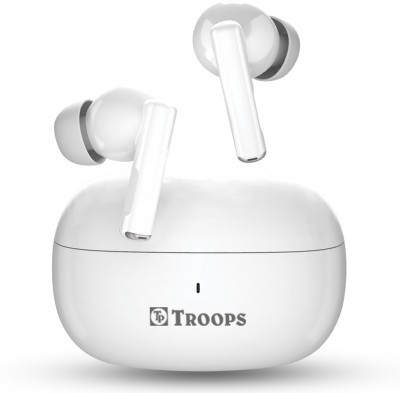 TP TROOPS Truly Wireless Earbuds with 28Hr Playtime,Quad Mic with ENC,Low Latency, BT v5.0 Bluetooth Headset(White, True Wireless)