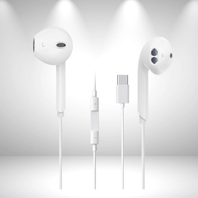 BITWEAVE Wired Type C Earphones with Noise Cancelling Mic and Durable Build Wired(White, In the Ear)