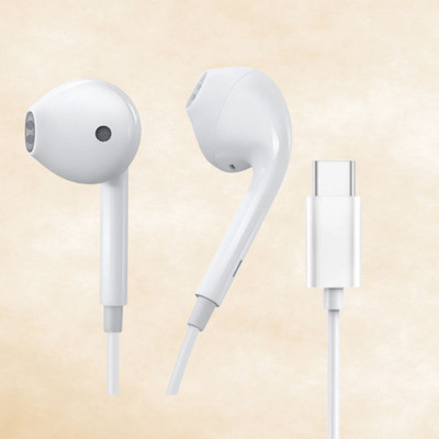 MJN Wired Type C Earphones with Rich Stereo Sound and Comfortable Design Wired(White, On the Ear)