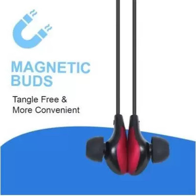 NICK JONES Earphones with Mic, Type C charging, IPX5 Sweatproof Bluetooth(Red, In the Ear)
