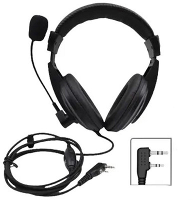 400-470 PTT Headphone for Two Way Radio VHF/UHF 2-Pin Wired with Mic for Walkie Talkie Wired(Black, On the Ear)