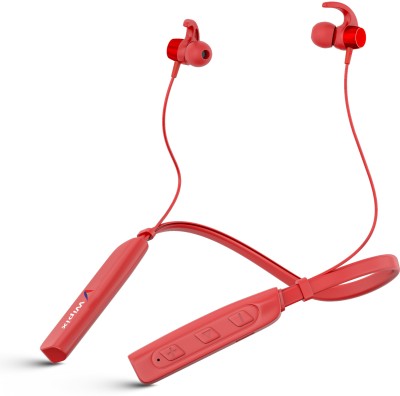 wipix Rockraz Wireless Bluetooth Neckband with Upto 40hrs playtime,HD Soundl,IPX5 Bluetooth Headset(Red, In the Ear)