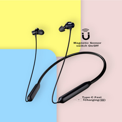 house of common 48 Hours Playtime Bluetooth Wireless Neckband Headphones Earphone_YK Bluetooth & Wired(Black, In the Ear)