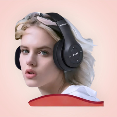 AIZINA Wireless Headset (Gaming) with Robust Bass and Over-Ear Comfort_4Y Bluetooth & Wired(Black, On the Ear)