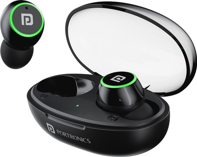 Portronics Harmonics Twins S13 in Ear Earbuds With Mic,24H Playtime,Game/Music Mode,BT5.3v Bluetooth(Black, In the Ear)