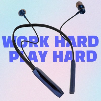 RARIBO 60 Hours Playtime Bluetooth Wireless Neckband headphones Wired Headset(Blue, True Wireless)