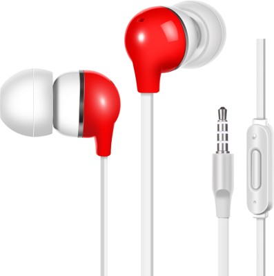 FONACC Passion Wired earphone with mic, 3.5mm Audio Jack, 10mm Driver & High Quality Wired(Red, White, In the Ear)