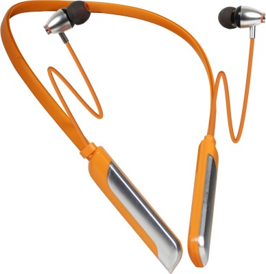 RARIBO 40 Hours Playtime Bluetooth Neckband with Fast Charge & Bass Boost Bluetooth Headset(Orange, In the Ear)