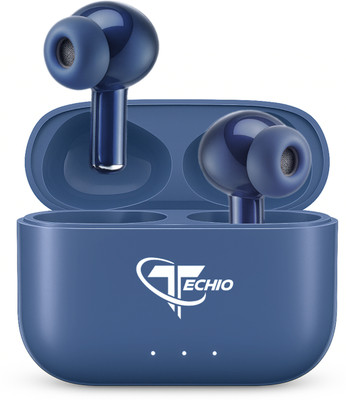 Techio SonicPods Lite TWS with Long Playtime, Balanced Audio & Quick Connect Bluetooth(Blue, True Wireless)