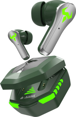 Aroma NB126 Aster V5.4 Upto 50Hr Playtime* 45Ms Latency Fast Charging RGB Gaming TWS Bluetooth(Electric Green, True Wireless)