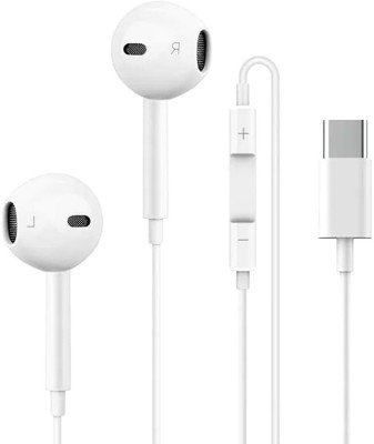 snowbudy Headphones USB-C Plug Wired Earphones Ear Buds with Remote and Mic for iPhone 15 Wired Headset(White, APPLE WIRED EARPHONE, In the Ear)