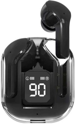 Quickart Waterproof Earphones Transparent Design - Touch Control - LED Display - Bluetooth Headset(Black, True Wireless)