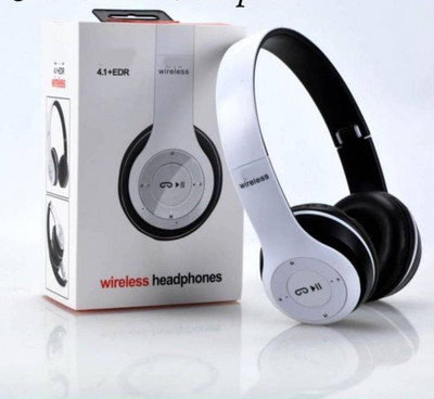 BUFONA B47 Wireless BT Headphone with Mic &FM+SD Card Foldable Earphone Bluetooth(White, On the Ear)