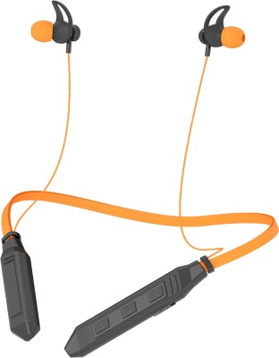 IZWI Prime 60 Hours Playtime Bluetooth Wireless Neckband Headphones Earphone Bluetooth Headset(Orange, In the Ear)