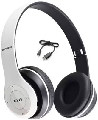 RECTITUDE P-47 Portable Sports HD Powerful Boom Beat Headphone Bluetooth Headset Bluetooth(White, On the Ear)