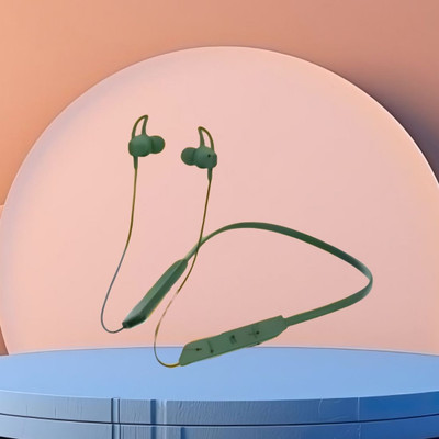 GUGGU BT Max Bluetooth Neckband Lightweight, Wireless Noise Cancellation with Mic O95 Bluetooth(Green, In the Ear)