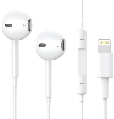 Vntex Earbuds Wired for iPhone Lightning Headphones with Mic For All IOS Devices Wired Headset(IPHONE WIRED EARPHONE, White, In the Ear)