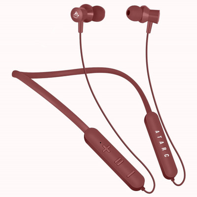 ATARC Bluetooth Wireless Headset Neckband with Long Lasting Playtime 50Hr Dual Pairing Bluetooth(Red, In the Ear)