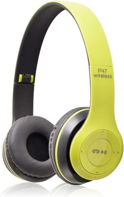 RENTOOR BEST BUY P47 PORTABLE SPORTS GAMING ULTRA DAYNMIC BEAT SOUND HEADPHONE Bluetooth(Green, On the Ear)