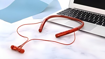 MR.NOBODY Fast charging with 40Hrs Playtime,Waterproof,Bluetooth Neckband A35 Bluetooth Headset(Red, In the Ear)