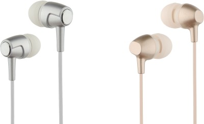 Bluei Combo of Candy 1 (Silver) and Candy 2 (Gold) Wired Earphone ( 2 Earphone) Wired Headset(Silver, Gold, In the Ear)