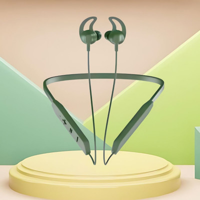 Clairbell BT Max Bluetooth Neckband Lightweight, Wireless Noise Cancellation with Mic O277 Bluetooth(Green, In the Ear)