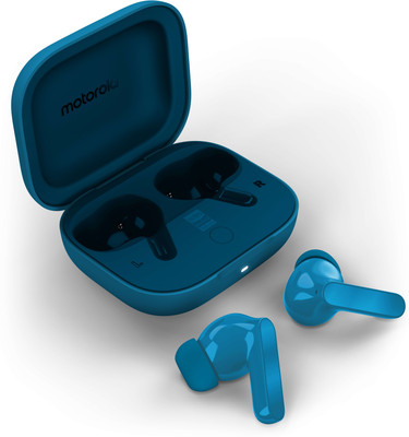 MOTOROLA Moto Buds Bass |Hi-Res Audio & LDAC | 12.4mm drivers |50dB True ANC | 6 Mic Bluetooth(Blue, True Wireless)