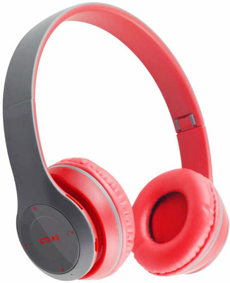 RENTOOR BRAND NEW P47 Foldable Wireless/Gaming /Gym /Thumping Bass Sound Headphone Bluetooth(Red, On the Ear)