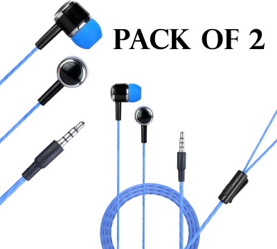 Hitage Earphones HP-315+ Sound Deep Extra Bass Wired Earphone with Mic (pack of-2) Wired Headset(Blue, In the Ear)
