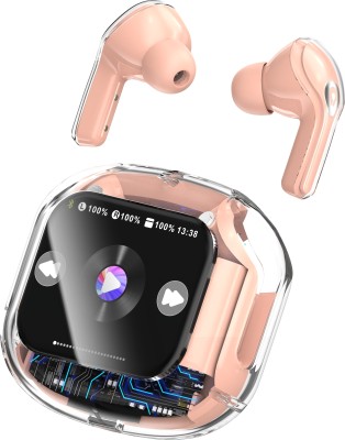 Tunifi Ultrapod Pro LCD Screen True Wireless Noise Cancelling Earbuds, 6-Mic, Smart LCD Bluetooth(Pink, In the Ear)