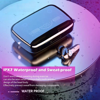 GWALBROS Earbuds M19 PRO with Power Bank Upto 48Hrs Playback Bluetooth Headset F24 Bluetooth(Black, In the Ear)