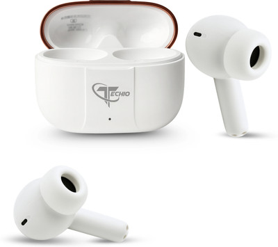 TECHIO AirTune Wireless Earbud With Ultra Bass Output 40Hr Playback Bluetooth(White, True Wireless)