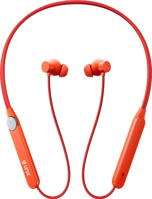 Unix RunX Neckband 54H Playtime, ENC Mic, 4 Voice Changer Modes, Magnetic On / Off Bluetooth(Orange, In the Ear)