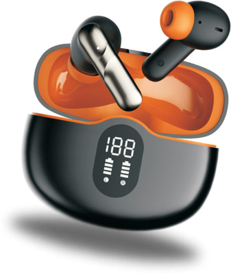 CIHROX Nuclear Bud 200Plus with 60HRS Playback,Quad Mics ENx Technology & 13mm Drivers Bluetooth(Black, Orange, In the Ear)