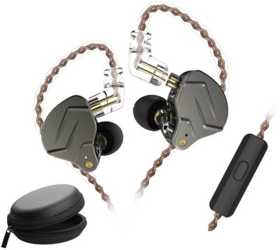 KZ ZSN Pro Wired IEM Earphones with Mic, 10mm Dynamic Driver & Balanced Armature Wired Headset(Grey, In the Ear)