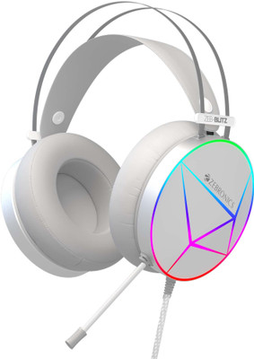 ZEBRONICS Zeb-Blitz Dolby Atmos Premium Headphone, 7.1 Surround Sound,RGB, 2.4Mtr USB Wired Gaming(White, On the Ear)