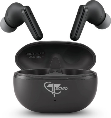 TECHIO AirStream ENC Earbuds, 40Hr Battery, 13mm Drivers,Touch Control,Quad-Mic Bluetooth(Black, True Wireless)